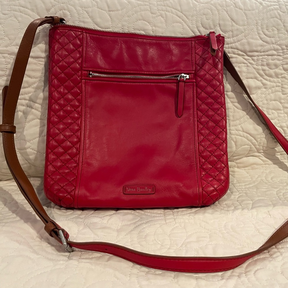 Vera Bradley Red Leather Hipster Crossbody